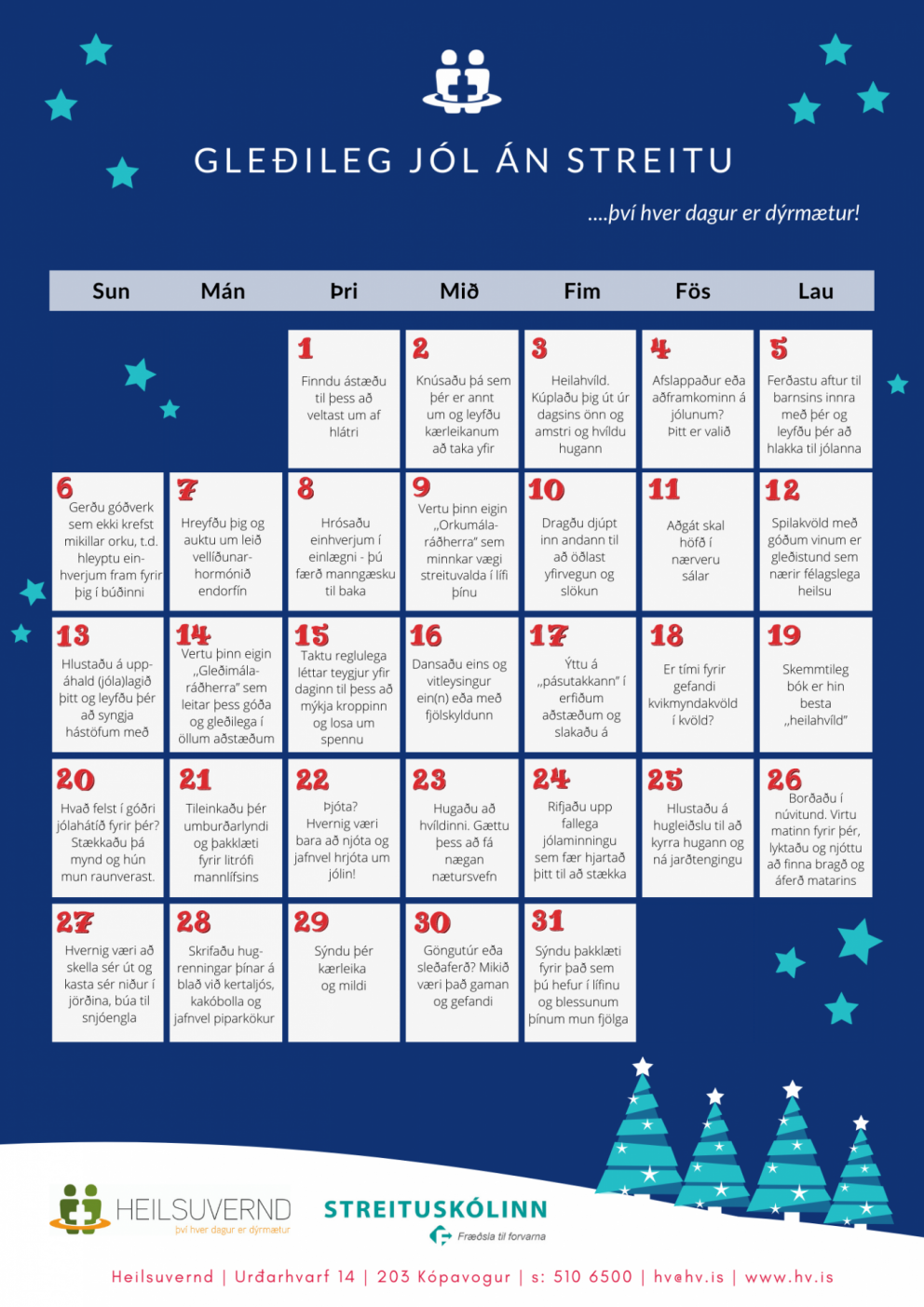 Desember dagatal Heilsuverndar og Streituskólans