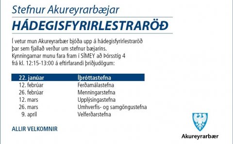 Íþróttastefna Akureyrarbæjar kynnt í SÍMEY þriðjudaginn 22. janúar