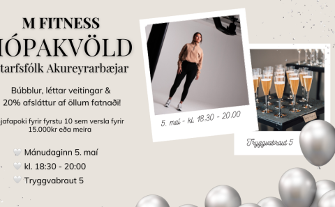 Þér er boðið á hópakvöld M FITNESS mánudaginn 5. maí